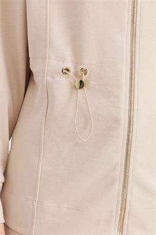 KAPÜŞONLU BELİ BÜZGÜLÜ HAKİ KADIN EŞOFMAN ÜSTÜ KMK23001-2K5