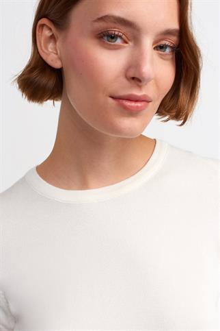 KISA KOLLU SIFIR YAKA EKRU KADIN KAZAK 10426-2K5