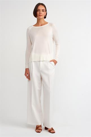 Bisiklet Yaka Basic Ekru Kadın Triko Kazak 10536-2K5