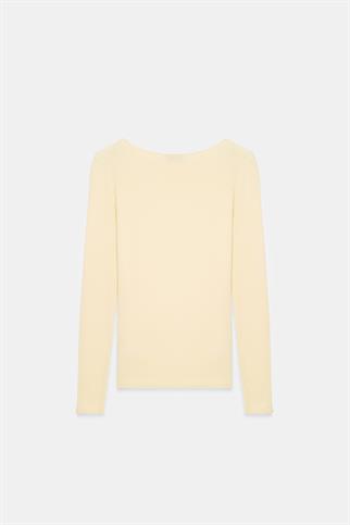 Kayık Yaka Kaşmirli Ultra Hafif Triko Kazak-Açık Sarı 10840-2Y6