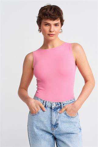 BİSİKLET YAKA KOLSUZ KADIN BLUZ  20868-2Y5