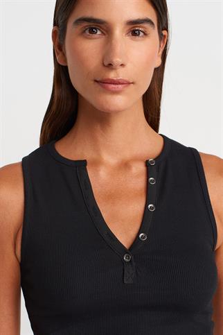 V YAKA KOLSUZ SİYAH KADIN CROP 21005-2Y5