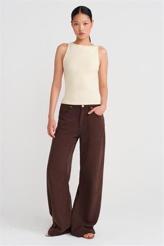 Halter Yaka Top-Açık Sarı 21048-2Y6