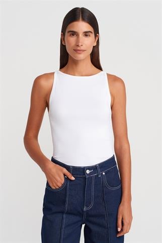 Halter Yaka Top-Beyaz 21048-2Y6