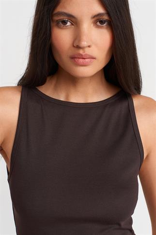 Halter Yaka Top-Koyu Kahve 21048-2Y6