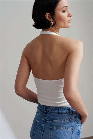Halter Yaka Top-Ekru 21052-2Y6