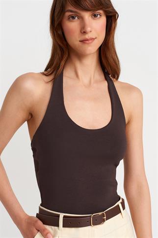 Halter Yaka Top-Koyu Kahve 21052-2Y6