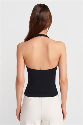 Halter Yaka Top-Siyah 21052-2Y6