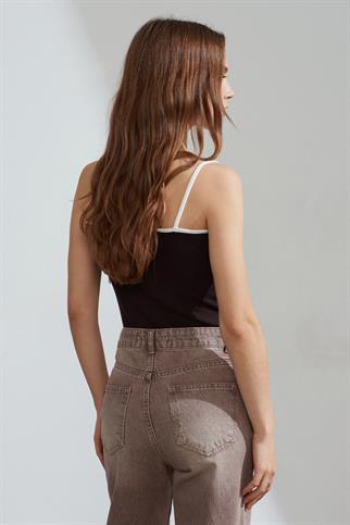 Şeritli Askılı Top-Koyu Kahve 21128-2Y6