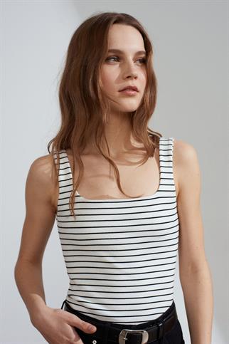 Askılı Atlet-Ekru-Siyah 21185-2Y6