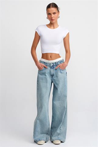 KISA KOLLU BEYAZ KADIN CROP 30528-2Y5