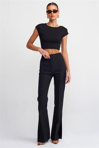 KISA KOLLU SİYAH  KADIN CROP 30528-2Y5