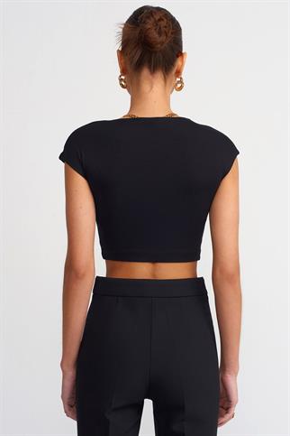 KISA KOLLU SİYAH  KADIN CROP 30528-2Y5