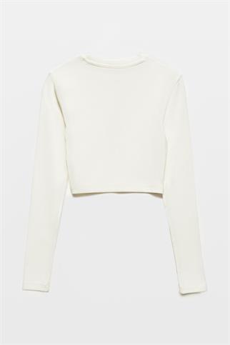 Uzun Kollu Ekru Kadın Crop 31236-2K5