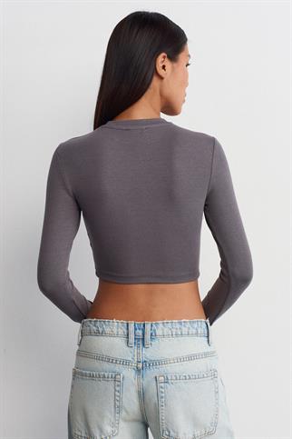 Uzun Kollu Füme Kadın Crop 31236-2K5