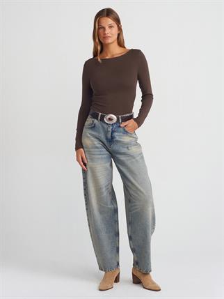 31401-2K6 DİLVİN BLUZK.KAHVE