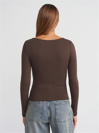 31401-2K6 DİLVİN BLUZK.KAHVE