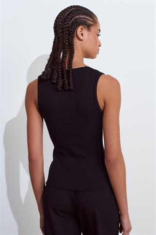 DANTEL DETAYLI KOLSUZ SİYAH KADIN CROP 31778-2Y5