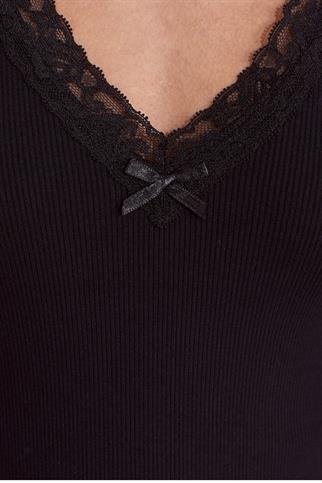 DANTEL DETAYLI KOLSUZ SİYAH KADIN CROP 31778-2Y5