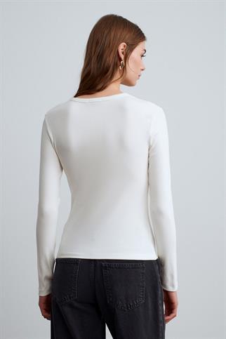 Çıtçıtlı Modal Karışımlı Top-Ekru 32024-2Y6