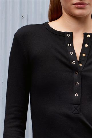 Çıtçıtlı Modal Karışımlı Top-Siyah 32024-2Y6