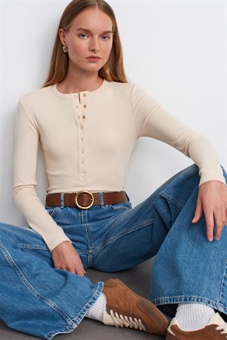 Çıtçıtlı Modal Karışımlı Top-Taş 32024-2Y6