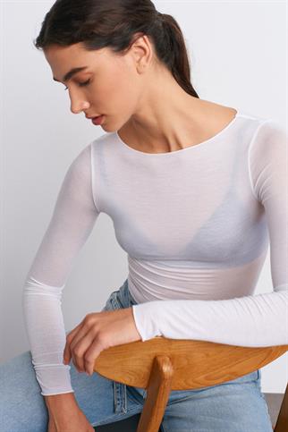Kayık Yaka Modal Kaşmir Ultra Hafif Bluz-Beyaz 32122-2Y6
