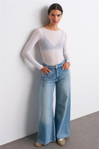 Kayık Yaka Modal Kaşmir Ultra Hafif Bluz-Beyaz 32122-2Y6