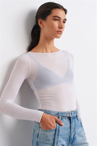 Kayık Yaka Modal Kaşmir Ultra Hafif Bluz-Beyaz 32122-2Y6