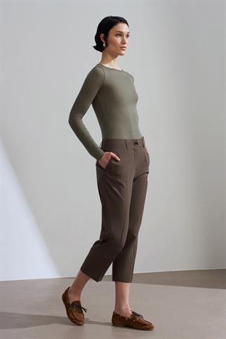 Kayık Yaka Modal Kaşmir Ultra Hafif Bluz-Haki 32122-2Y6