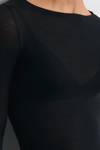 Kayık Yaka Modal Kaşmir Ultra Hafif Bluz-Siyah 32122-2Y6