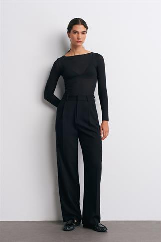 Kayık Yaka Modal Kaşmir Ultra Hafif Bluz-Siyah 32122-2Y6