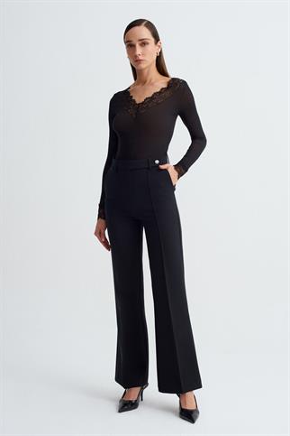 Dantelli Kaşmir Bluz-Siyah 32311-2Y6