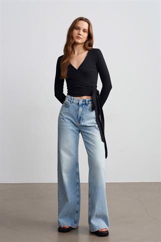 Uzun Kollu Kruvaze Top-Siyah 32645-2Y6