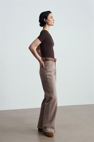 Drapeli Kısa Kollu Top-Koyu Kahve 32659-2Y6