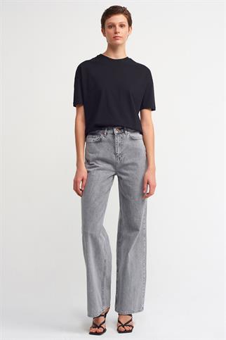 BİSİKLET YAKA KISA KOLLU SİYAH  KADIN T-SHİRT 3683-2Y5