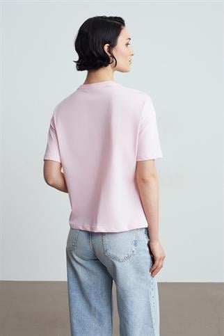 Basic T-Shirt-Toz Pembe 3683-2Y6