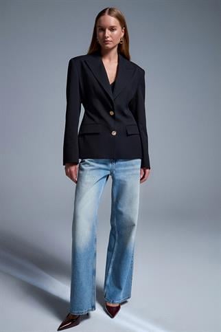 Fitted Kesim Vatkalı Blazer Siyah 60774-2Y6