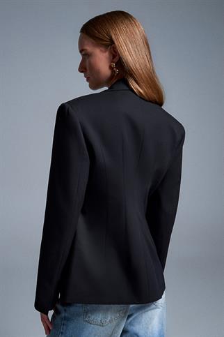 Fitted Kesim Vatkalı Blazer Siyah 60774-2Y6