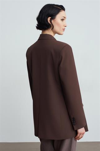 Kruvaze Blazer Ceket-Kahve 60784-2Y6