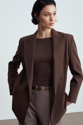 Kruvaze Blazer Ceket-Kahve 60784-2Y6