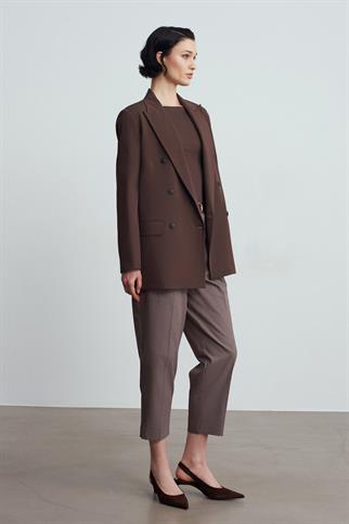 Kruvaze Blazer Ceket-Kahve 60784-2Y6