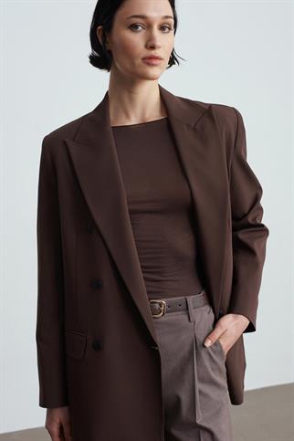 Kruvaze Blazer Ceket-Kahve 60784-2Y6