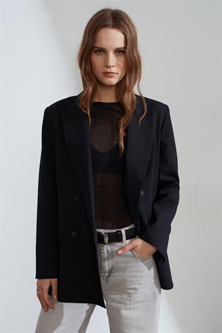 Kruvaze Blazer Ceket-Siyah 60784-2Y6