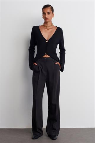 Yüksek Bel Klasik Siyah Kadın  Pantolon 71543-2K5