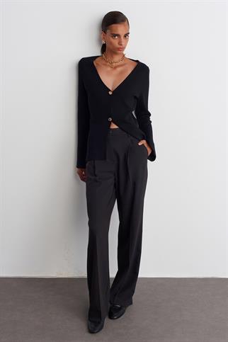Yüksek Bel Klasik Siyah Kadın  Pantolon 71543-2K5