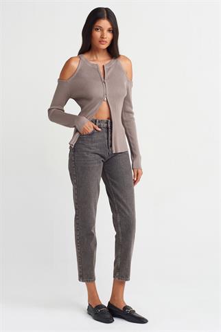 YIKAMALI MOM JEAN SİYAH KADIN PANTOLON  71707-2K5