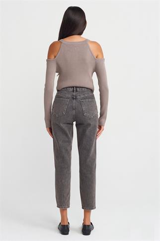 YIKAMALI MOM JEAN SİYAH KADIN PANTOLON  71707-2K5