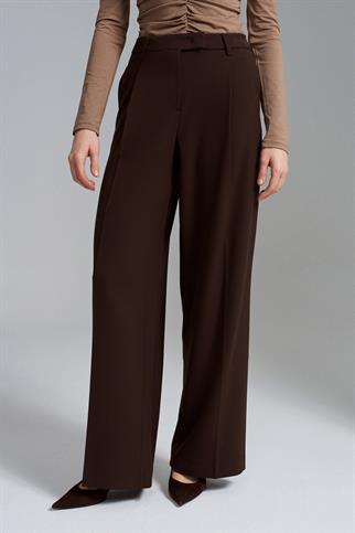 Yüksek Bel Geniş Paça Pantolon-Kahve 72280-2Y6