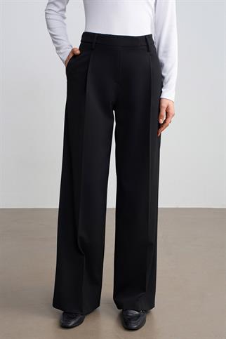 Yüksek Bel Geniş Paça Pantolon-Siyah 72280-2Y6